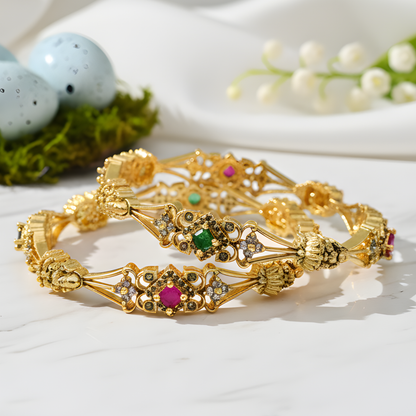 Filigree Laxmi Motif Temple Jewelry Bangles