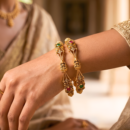 Filigree Laxmi Motif Temple Jewelry Bangles