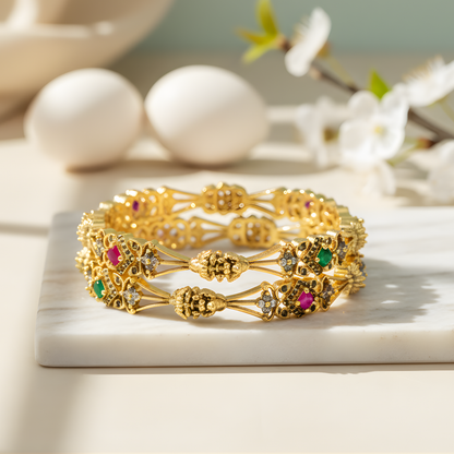 Filigree Laxmi Motif Temple Jewelry Bangles