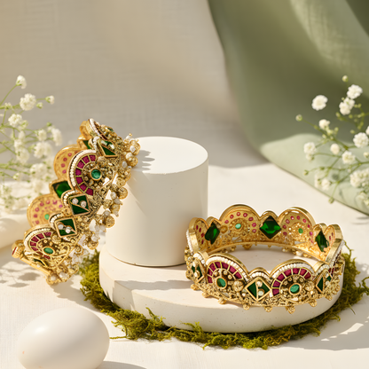 Royal Antique Ghunghroo Gold Bangles