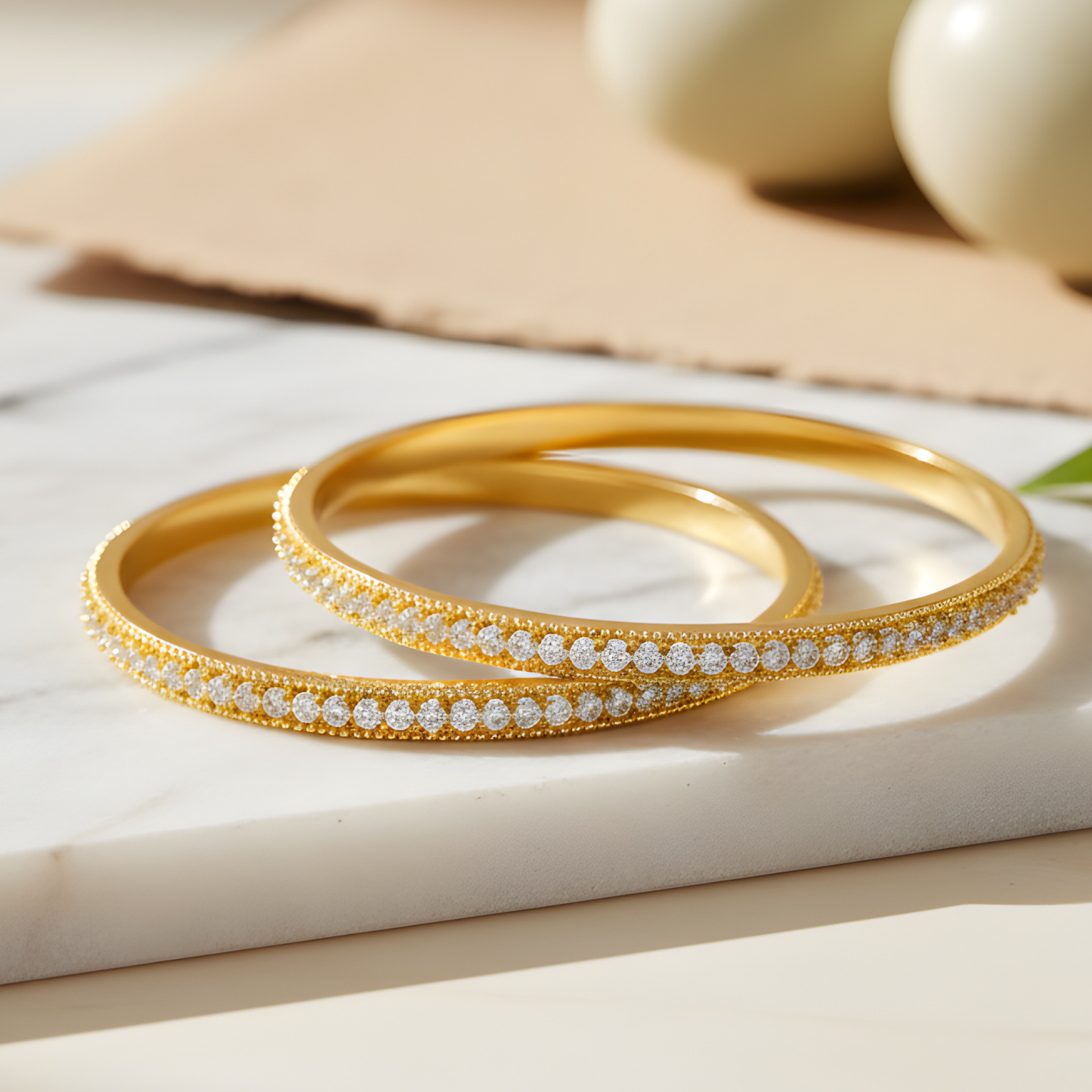 Diamond-Studded Sleek Bangles For Women