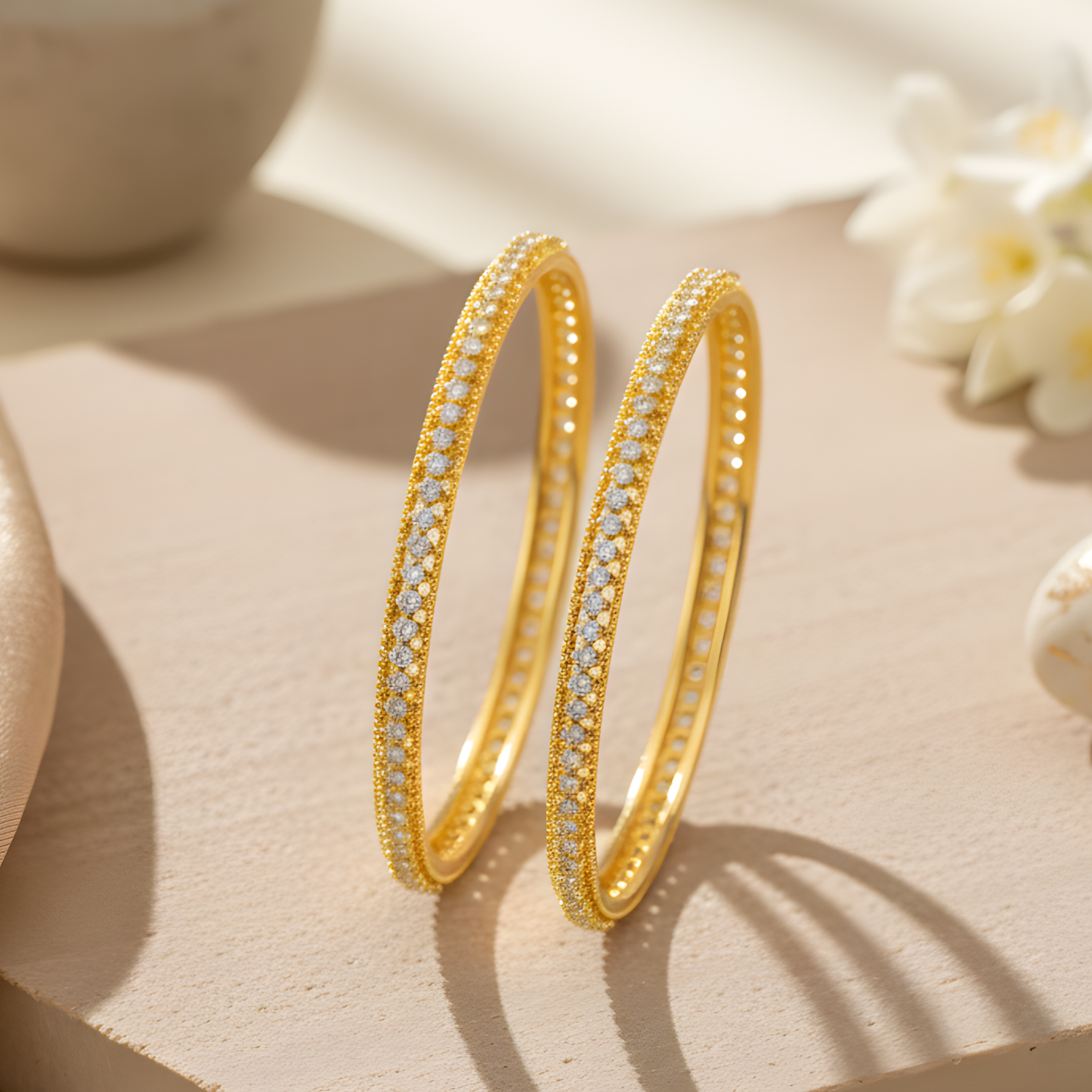 Diamond-Studded Sleek Bangles For Women