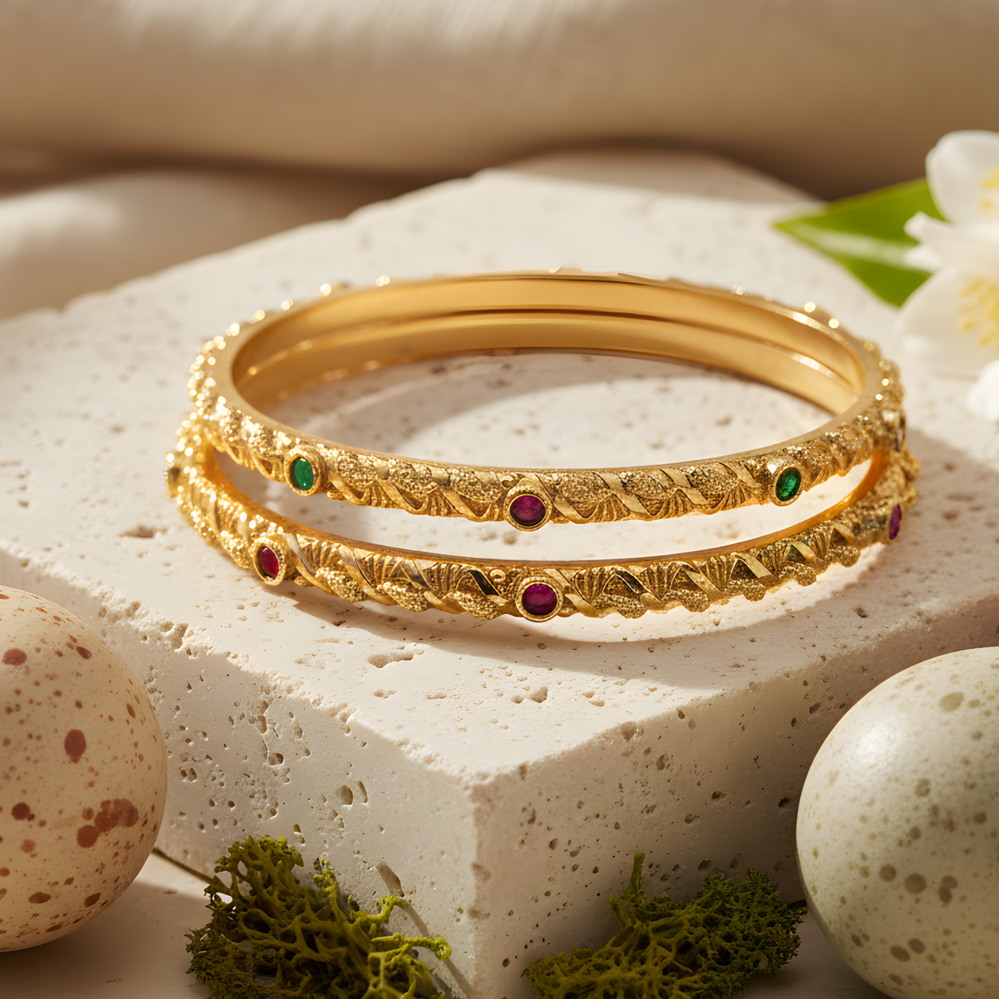 Traditional Gold Textured Bangles For Women