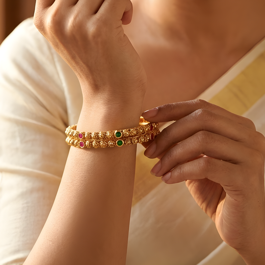 Antique Gold Beaded Bangles