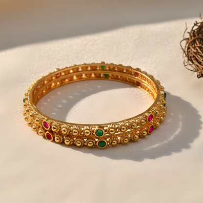 Antique Gold Beaded Bangles