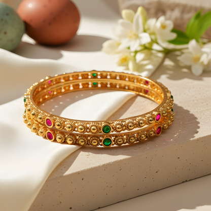 Antique Gold Beaded Bangles