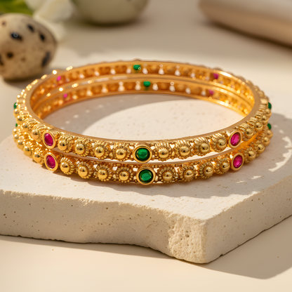 Antique Gold Beaded Bangles