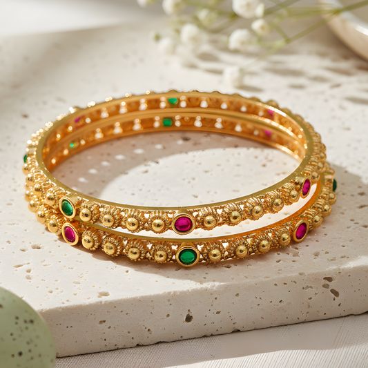 Antique Gold Beaded Bangles
