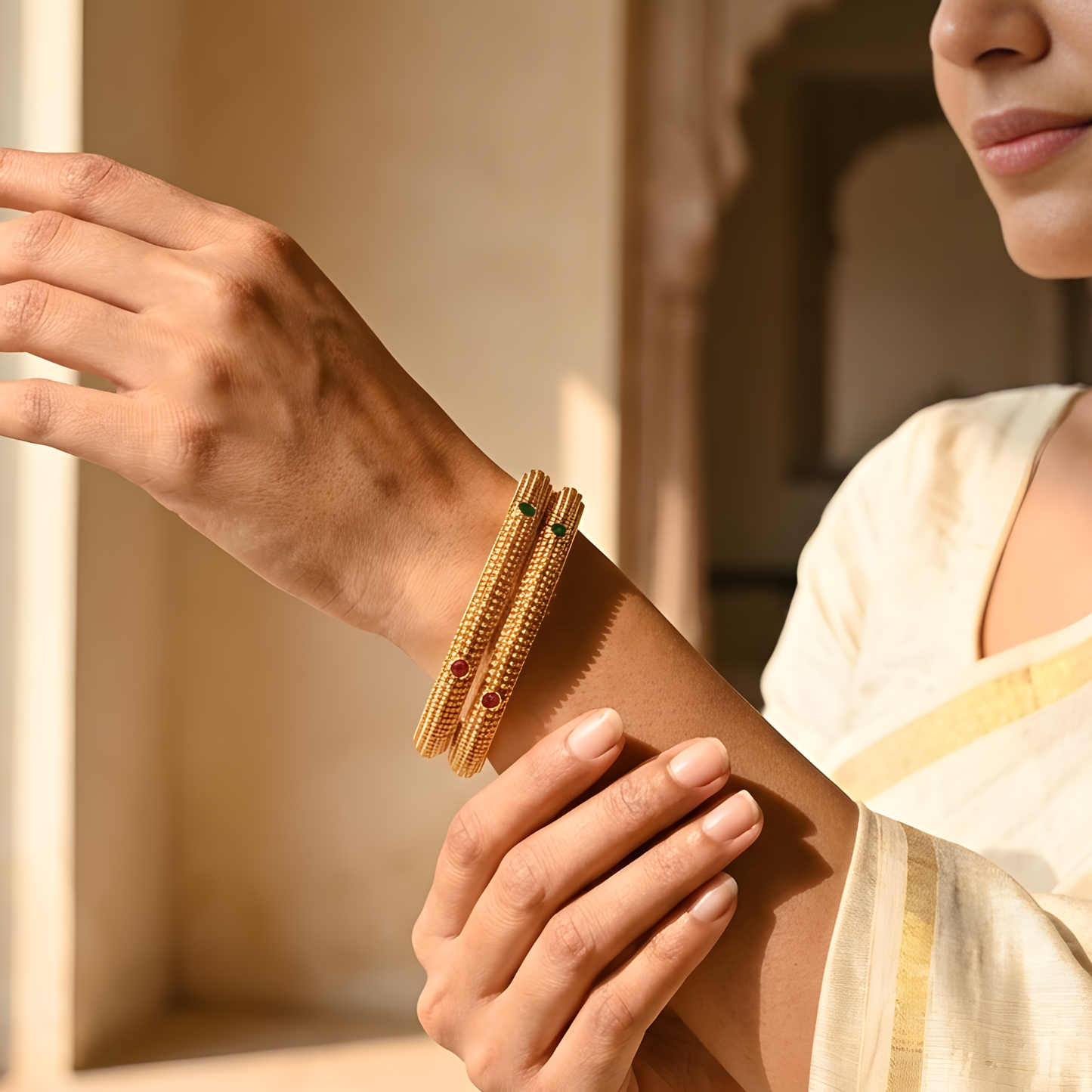 Sleek Gold Bangles For Women