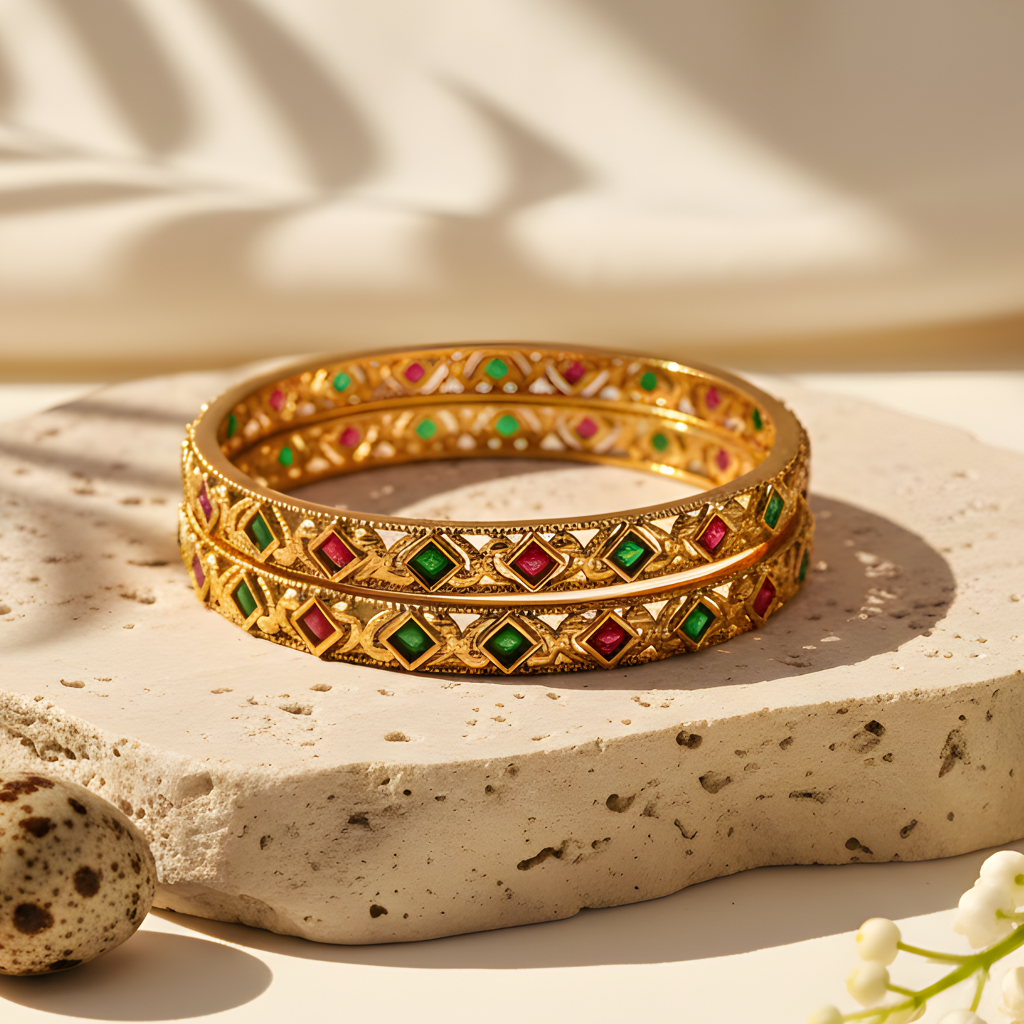 Intricate Diamond-Pattern Traditional Bangles