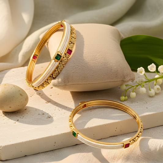 Handcrafted Pearl Bead Bangles