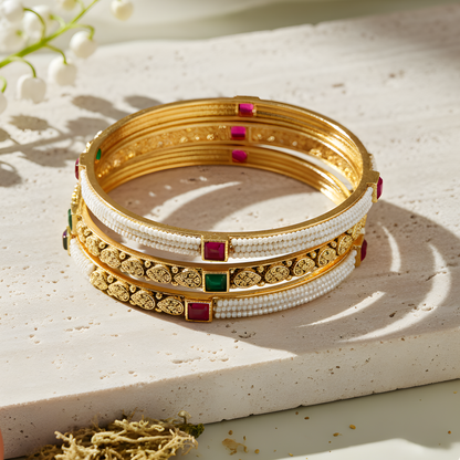 Handcrafted Pearl Bead Bangles