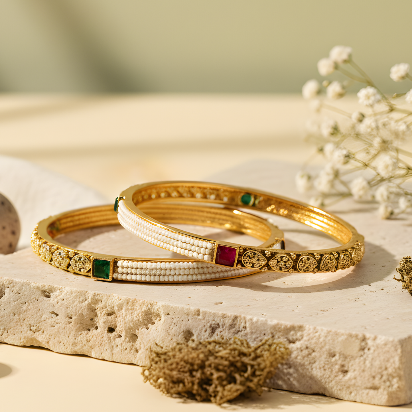 Handcrafted Pearl Bead Bangles