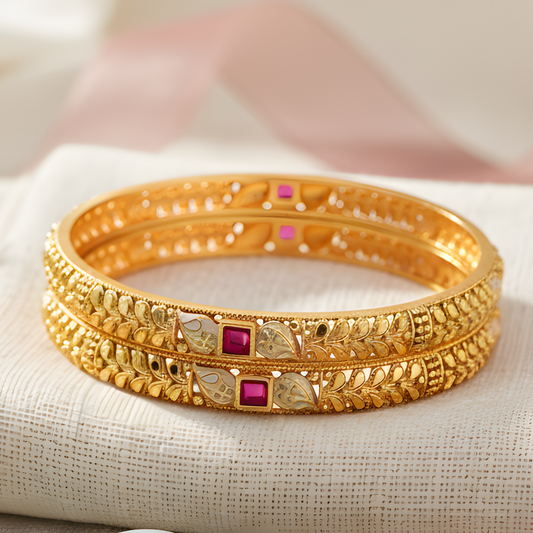 Leaf-Patterned Bangles For Women
