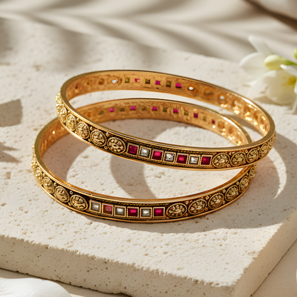 Ornate Floral Engraved Bangles