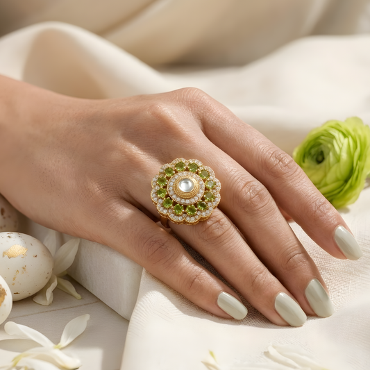 Gold-Plated Halo Statement Ring
