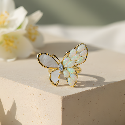 Mother of Pearl Butterfly Ring