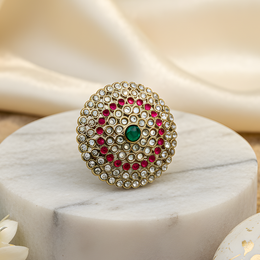 Royal Mandala Cocktail Halo Ring