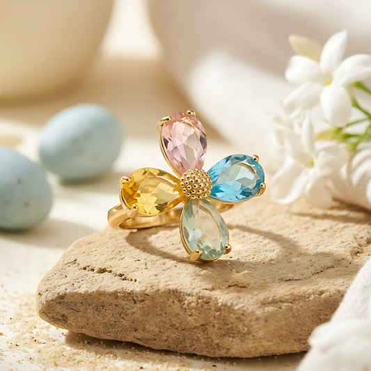 Pastel Bloom Four-Petal Ring