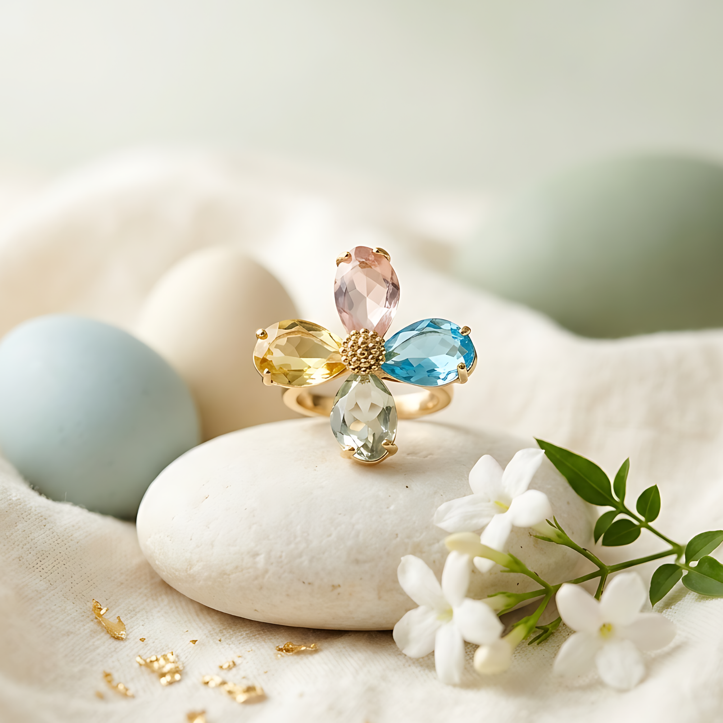 Pastel Bloom Four-Petal Ring