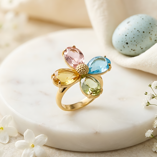 Pastel Bloom Four-Petal Ring