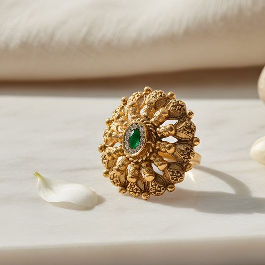Traditional Gold Plated Medallion Ring