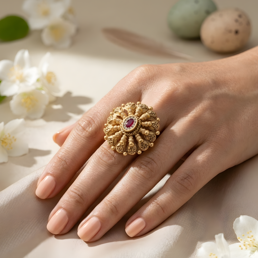 Traditional Gold Plated Medallion Ring