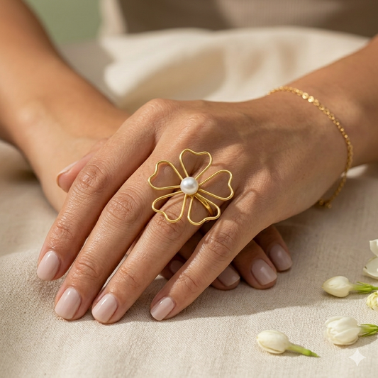 Freshwater Pearl Floral Ring