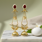 Ruby & Bird-Motif Jhumka Earrings