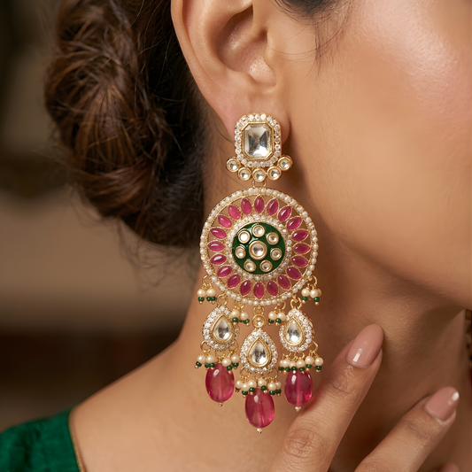 Polki Chandbali Statement Earrings