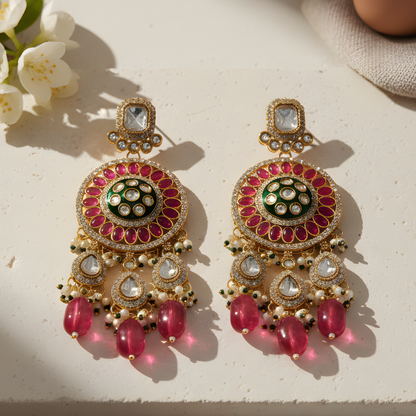 Polki Chandbali Statement Earrings