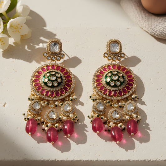 Polki Chandbali Statement Earrings