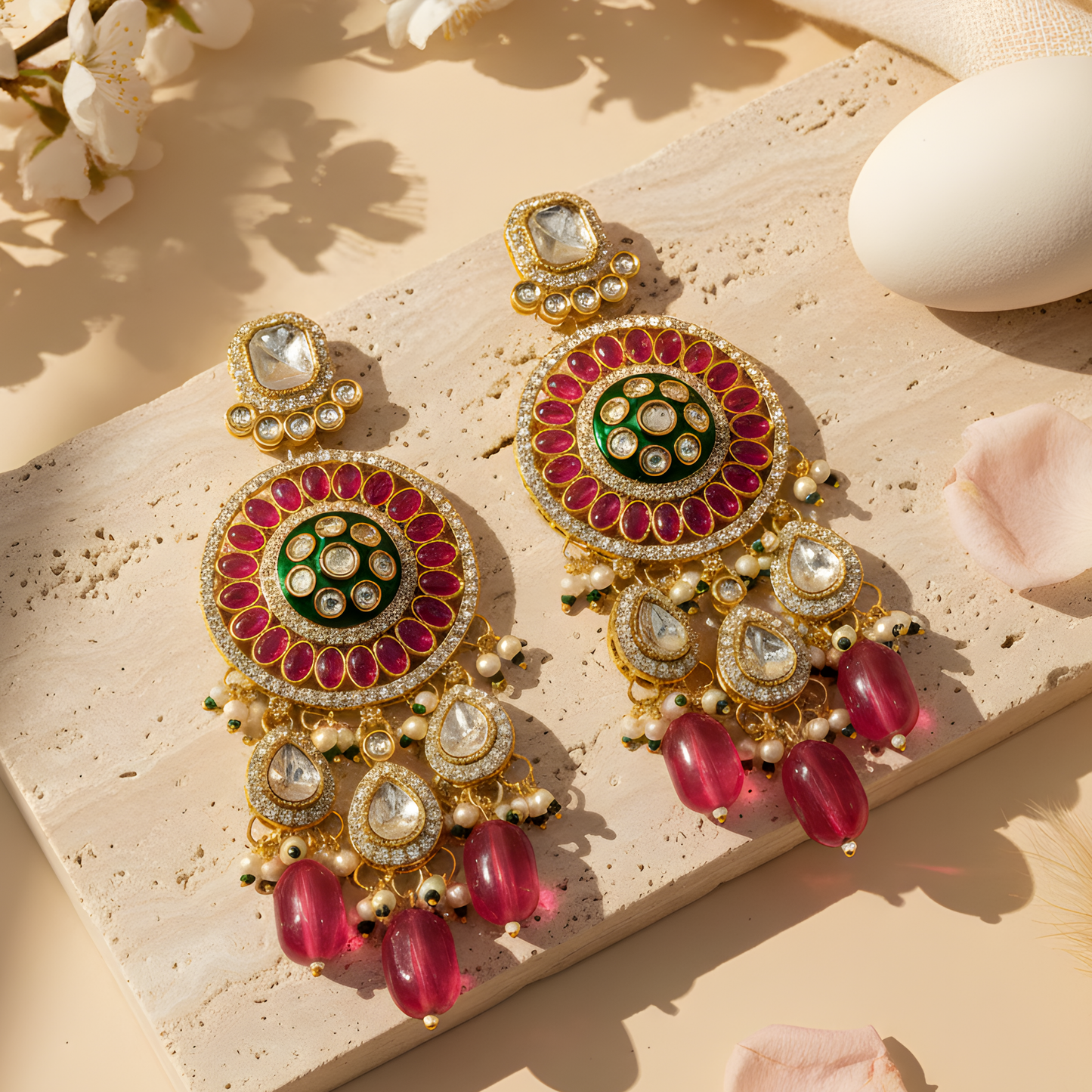 Polki Chandbali Statement Earrings