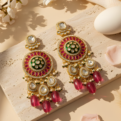 Polki Chandbali Statement Earrings
