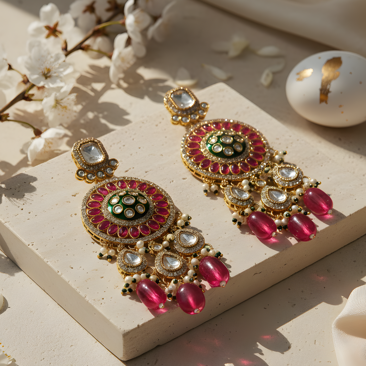 Polki Chandbali Statement Earrings