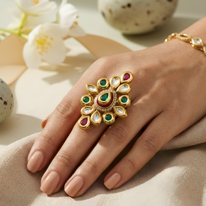 Kundan Marquise Cocktail Ring