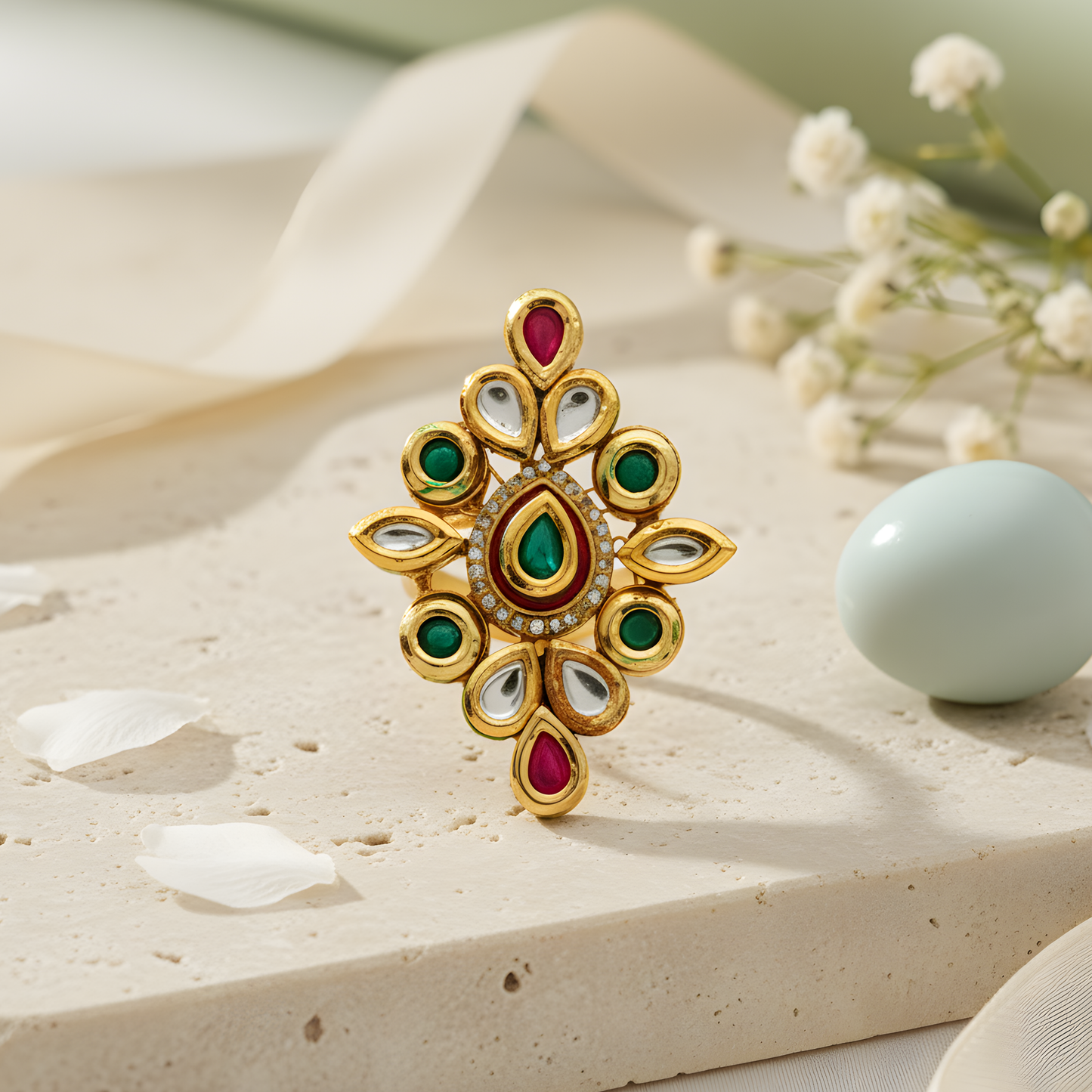 Kundan Marquise Cocktail Ring