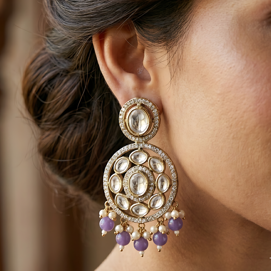 Polki Chandbali Earrings For Women