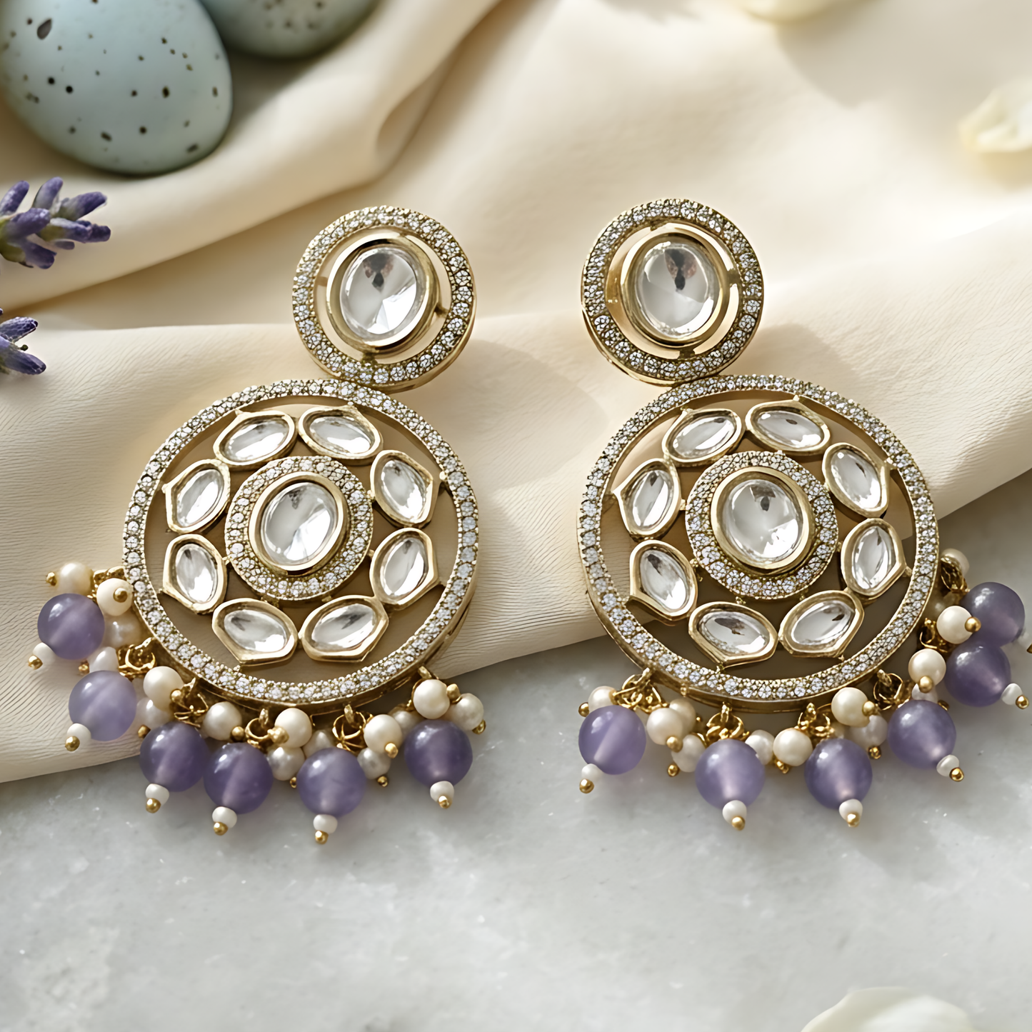 Polki Chandbali Earrings For Women