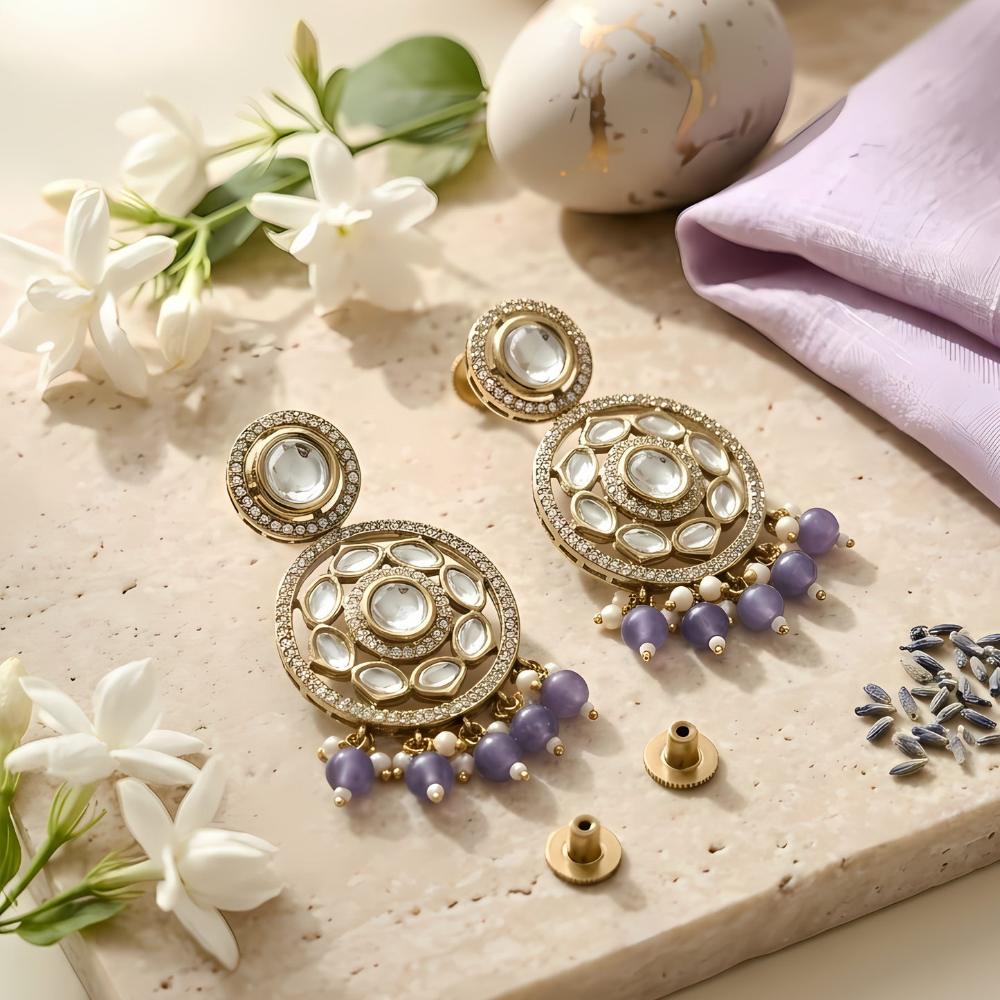 Polki Chandbali Earrings For Women
