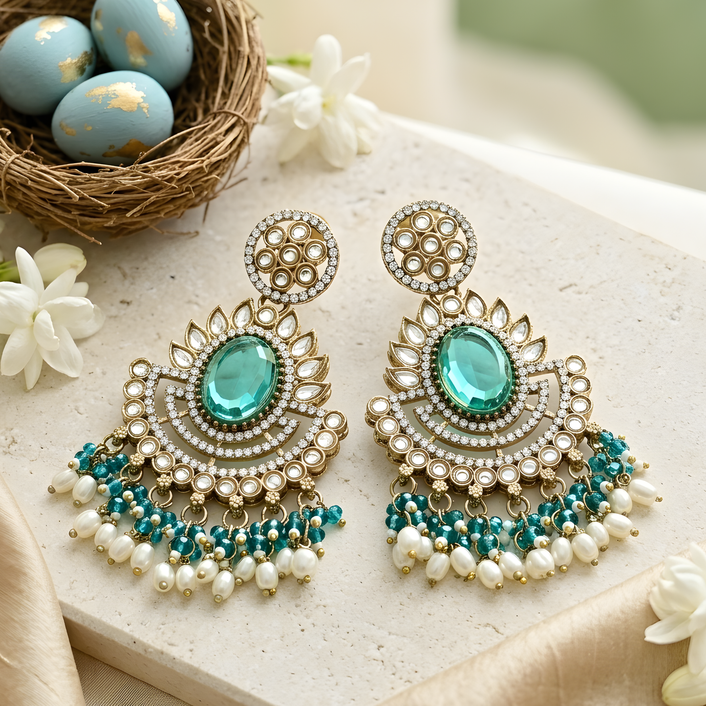 Kundan Chandbali Earrings For Women