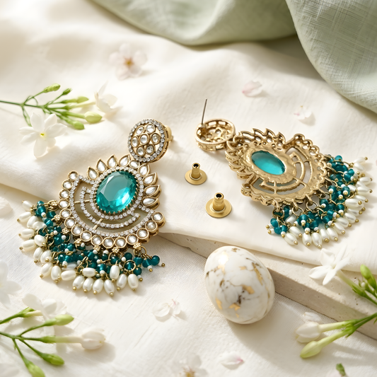 Kundan Chandbali Earrings For Women