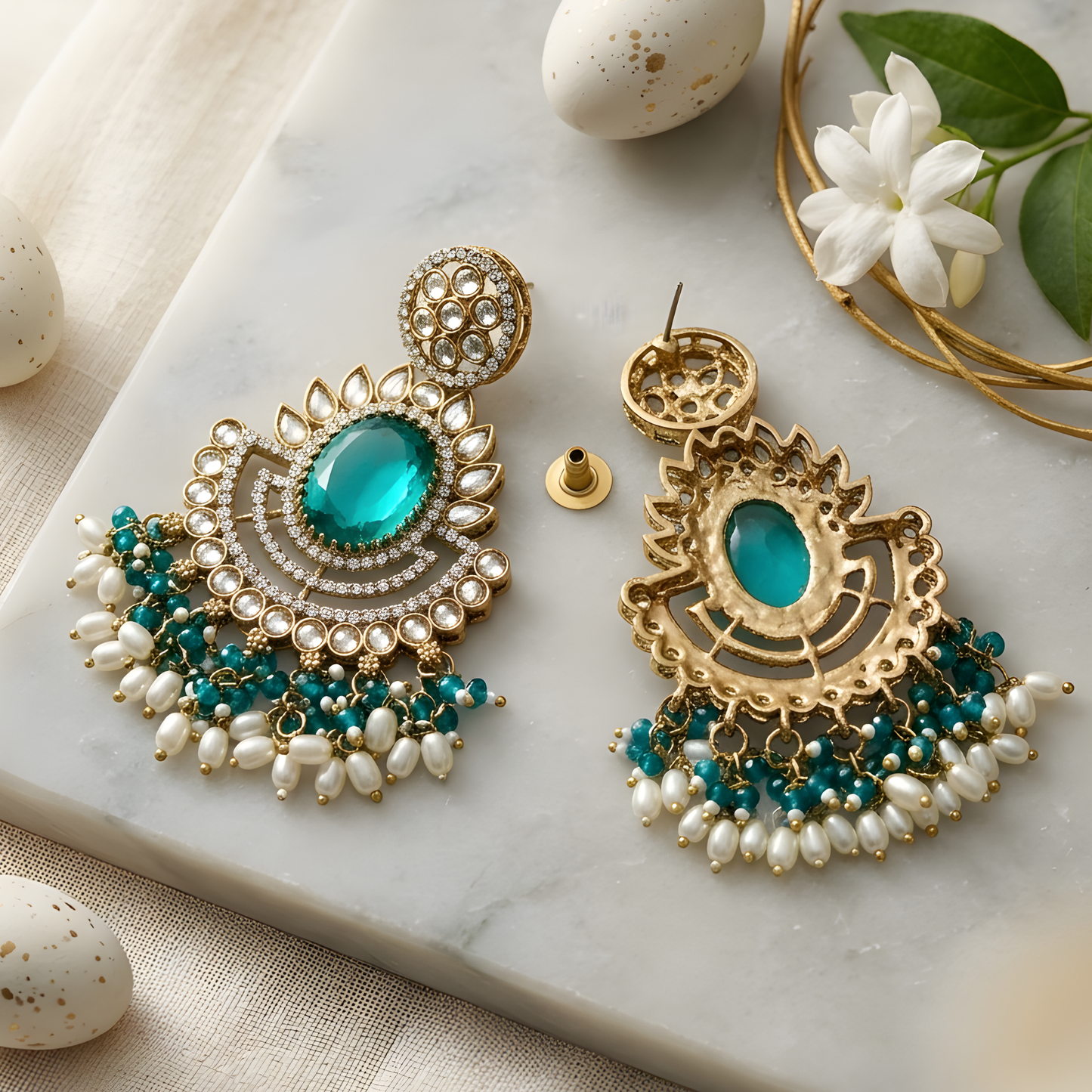 Kundan Chandbali Earrings For Women