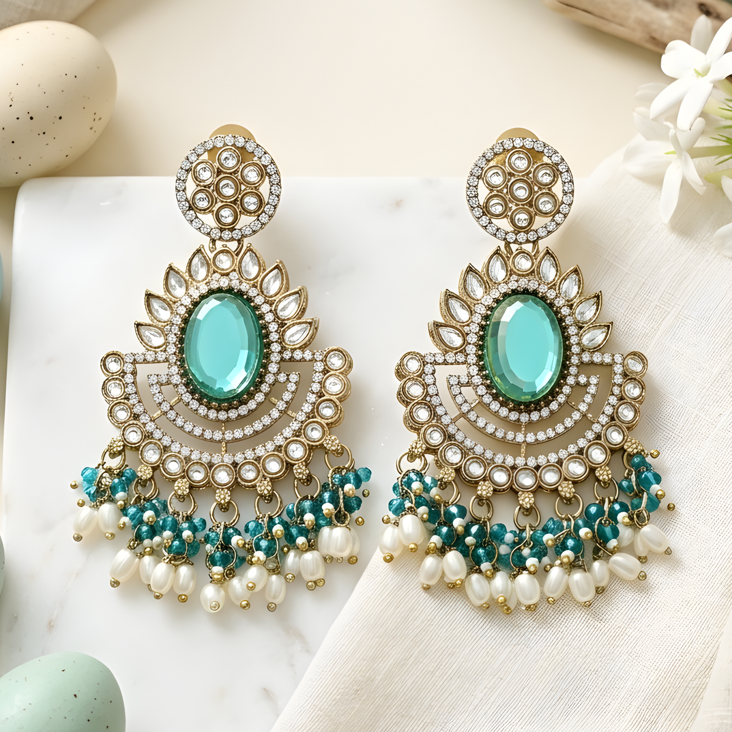 Kundan Chandbali Earrings For Women