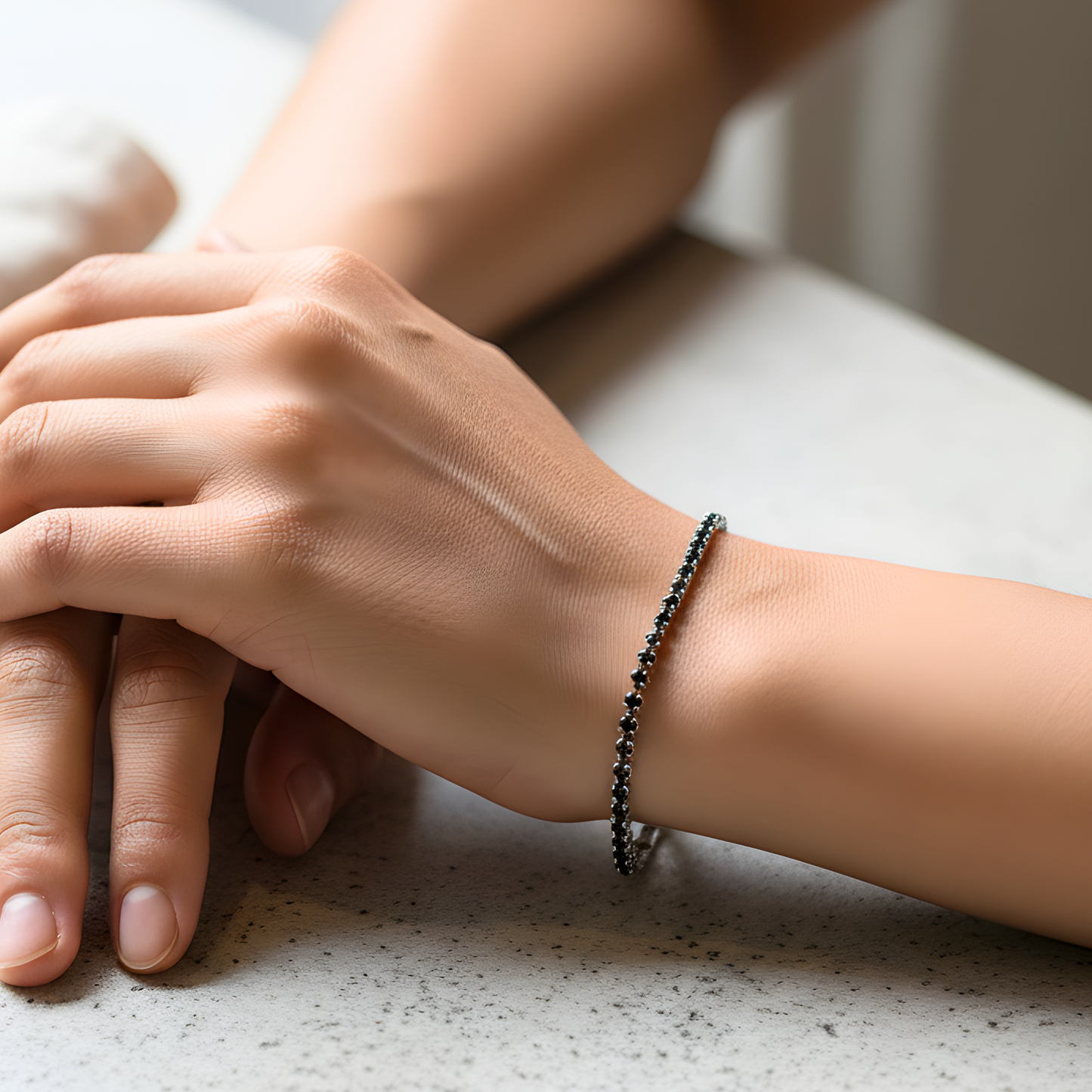 Black Onyx Stone Tennis Bracelet