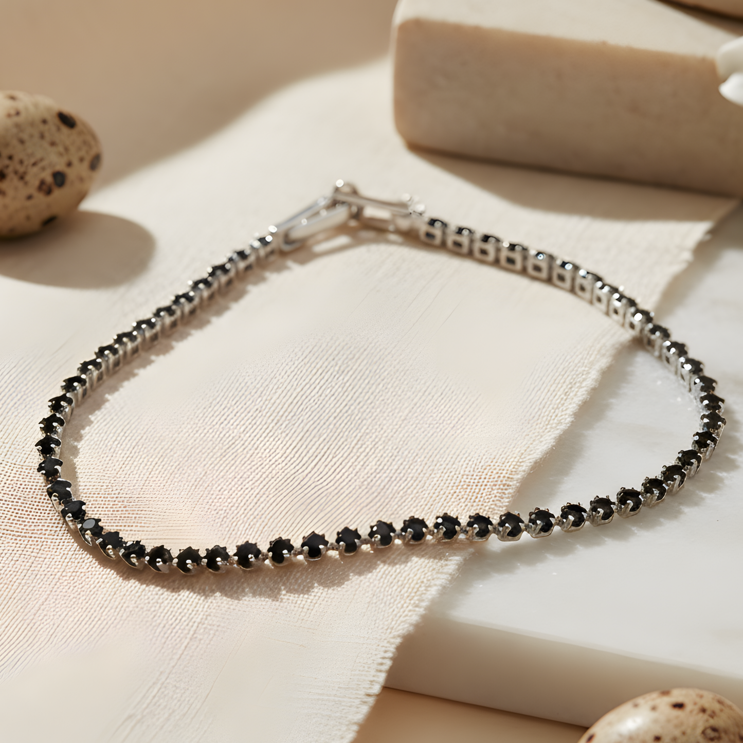 Black Onyx Stone Tennis Bracelet