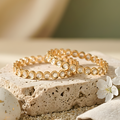 Kundan Polki Bangle Set of Two