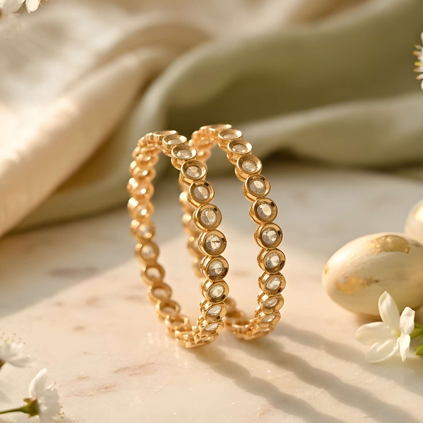 Kundan Polki Bangle Set of Two
