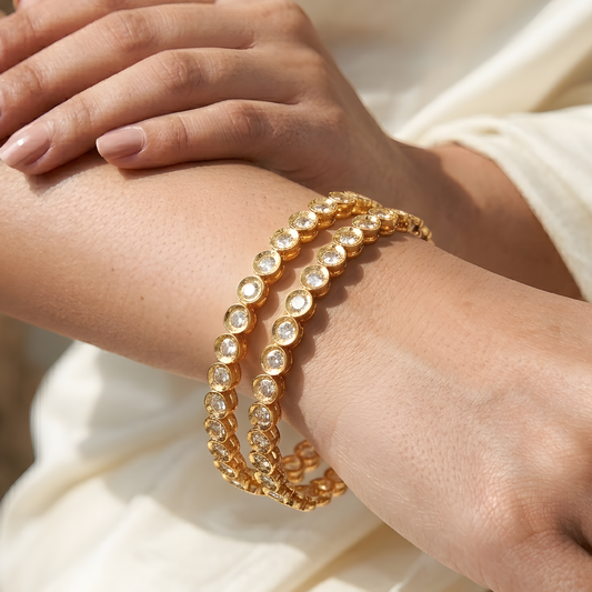 Kundan Polki Bangle Set of Two