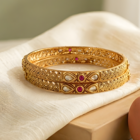 Kundan Polki Filigree Bangles